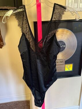 ZARA LINGERIE Black Lace-Trim Bodysuit - Women Intimates NWT SZ SMALL